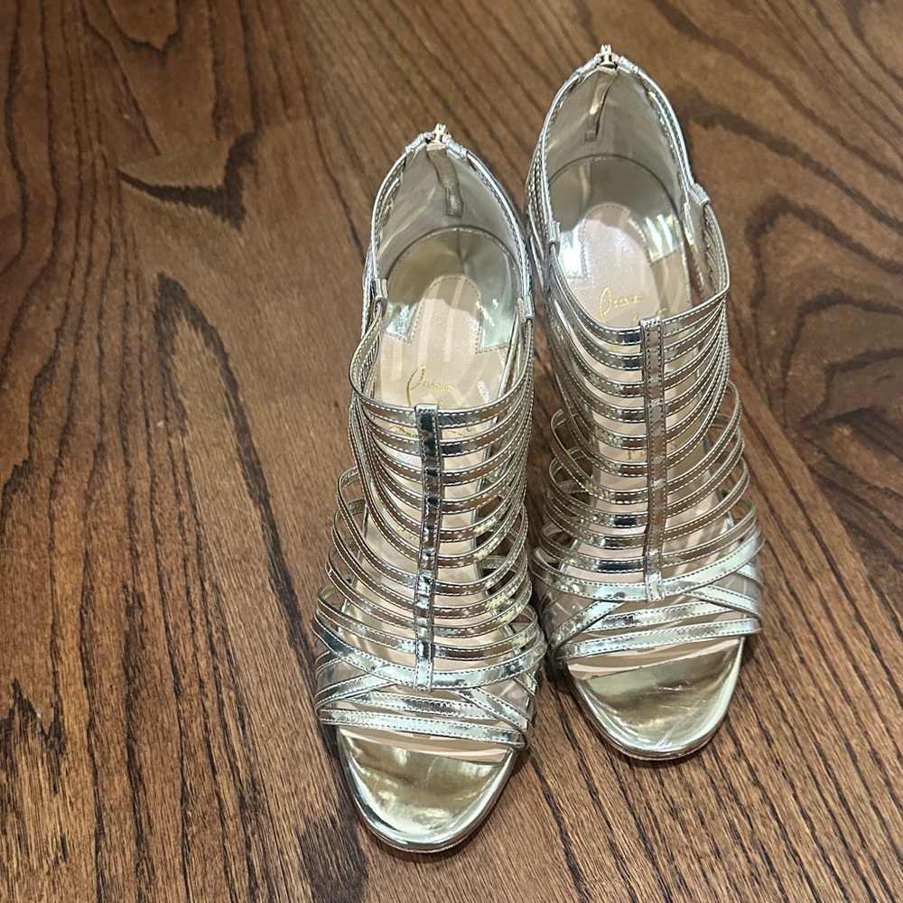 Christian Louboutin Metallic Gold Strappy Heels
